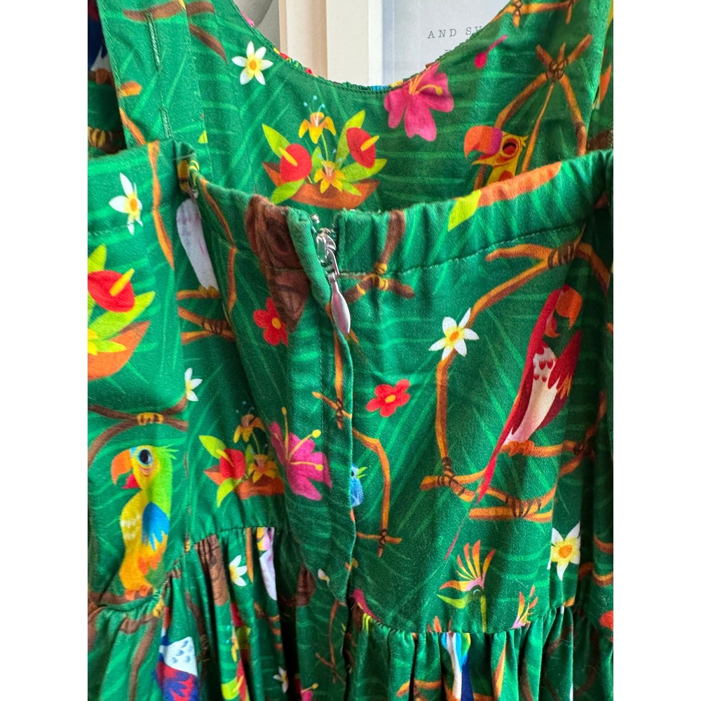 Disney Parks Enchanted Tiki Room Dress Womens S Green Excellent Tropical Tiki - Picture 4 of 5